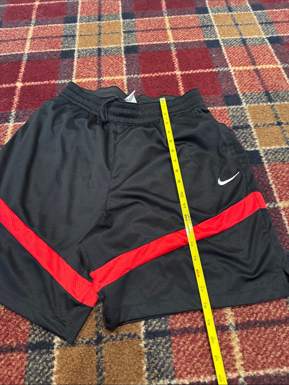 Nike preworn Men’s Black Athletic Shorts with Red Accent. Size large - Picture 2 of 4
